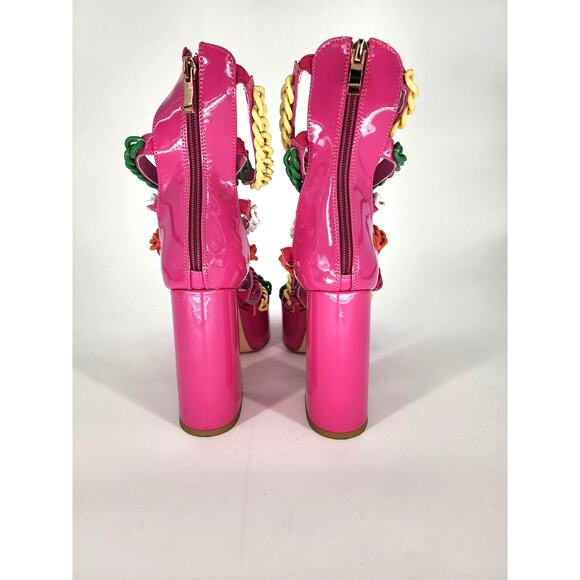 Azalea Wang Pink Corrine Chain Link Platform Sandals Size 7 - Picture 3 of 16
